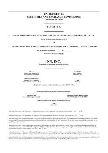 Vorschaubild NN, Inc.
 10-K Jahresbericht 2013