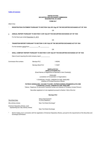 Thumbnail Barclays 20-F Annual Report 