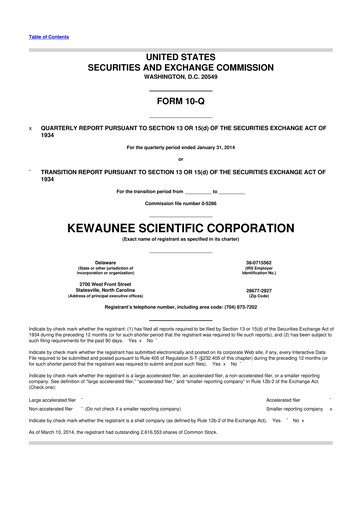 Thumbnail Kewaunee Scientific Corporation 10-Q Quarterly Report FY2014 