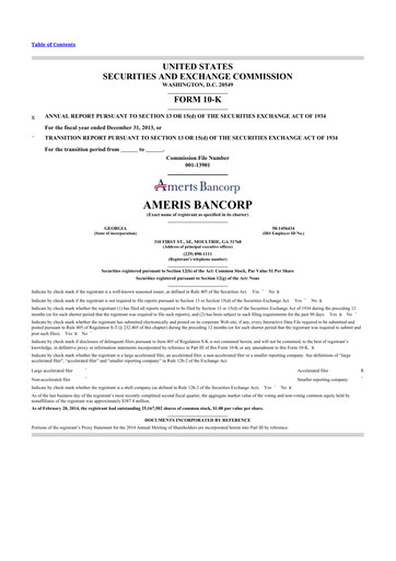 Thumbnail Ameris Bancorp
 10-K Annual Report 2013