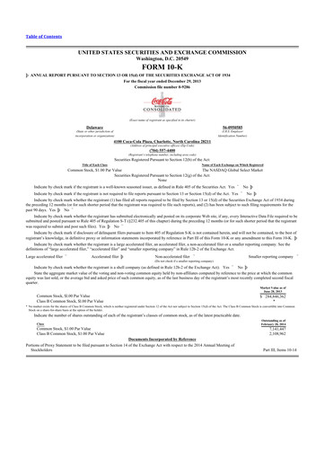 Thumbnail Coca-Cola Consolidated 10-K Annual Report 2013