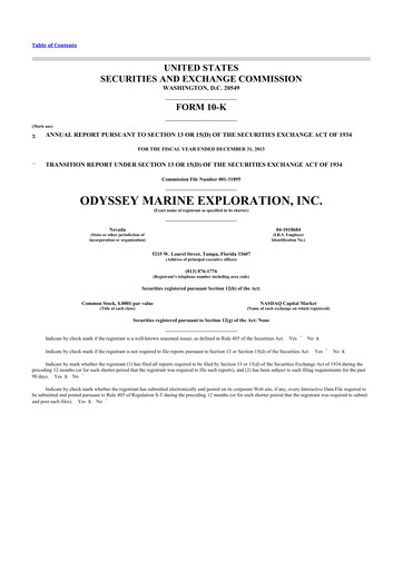 Thumbnail Odyssey Marine Exploration 10-K Annual Report 2013