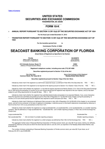 Thumbnail Seacoast Banking 10-K Annual Report 2013