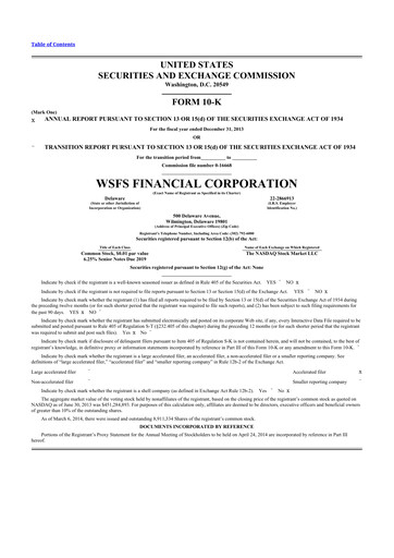 Thumbnail WSFS Financial 10-K Annual Report 2013