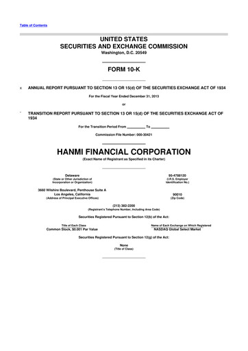 Thumbnail Hanmi Financial 10-K Annual Report 2013