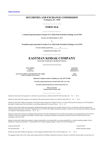 Thumbnail Eastman Kodak Company 10-K Annual Report 2013