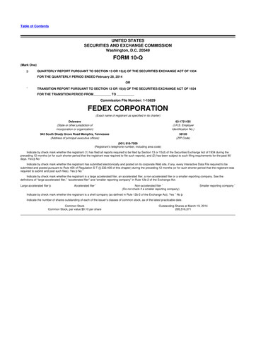 Thumbnail FedEx 10-Q Quarterly Report FY2014 