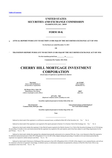 Thumbnail Cherry Hill Mortgage Investment 10-K Annual Report 2013