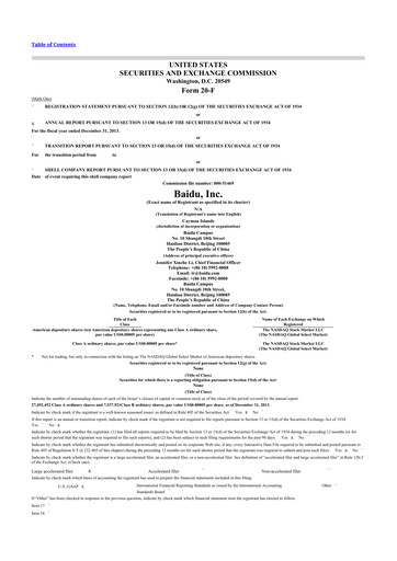 Miniature Baidu 20-F Rapport annuel 2013