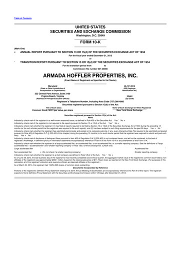 Thumbnail Armada Hoffler Properties
 10-K Annual Report 2013