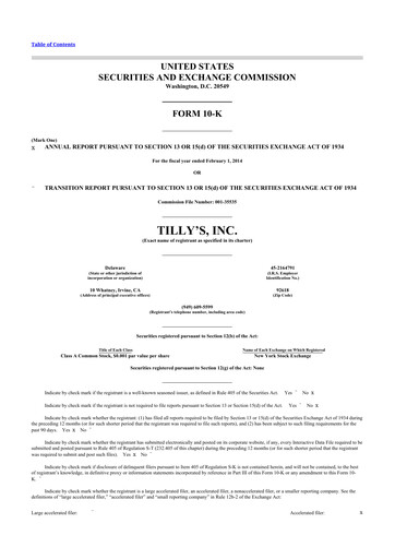 Thumbnail Tillys
 10-K Annual Report 2013