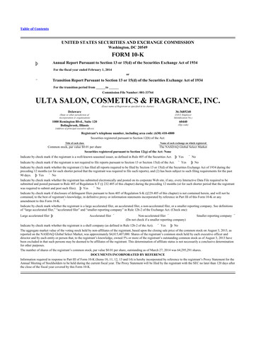 Thumbnail ULTA Beauty
 10-K Annual Report 2014