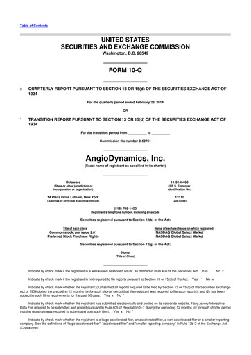 Thumbnail AngioDynamics 10-Q Quarterly Report FY2014 