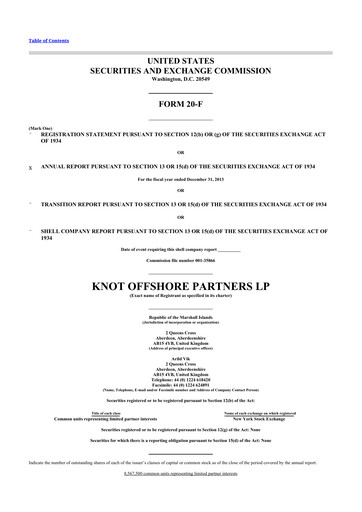 Thumbnail KNOT Offshore Partners 20-F Annual Report 