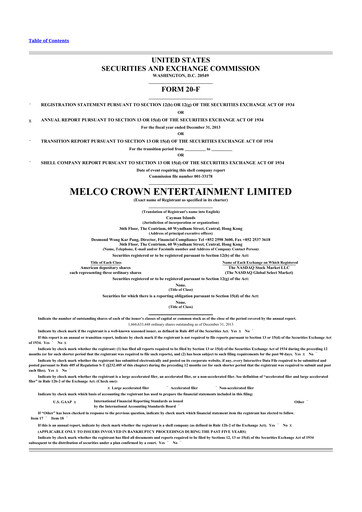 Thumbnail Melco Resorts & Entertainment 20-F Annual Report 2013