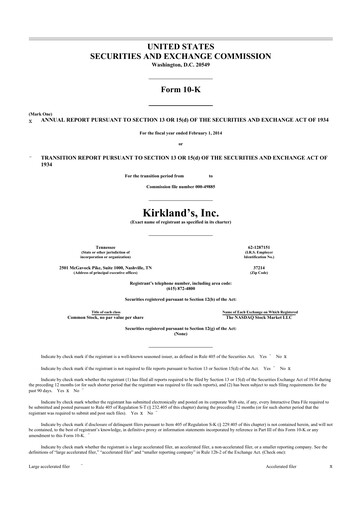 Thumbnail Kirkland's 10-K Annual Report 2013