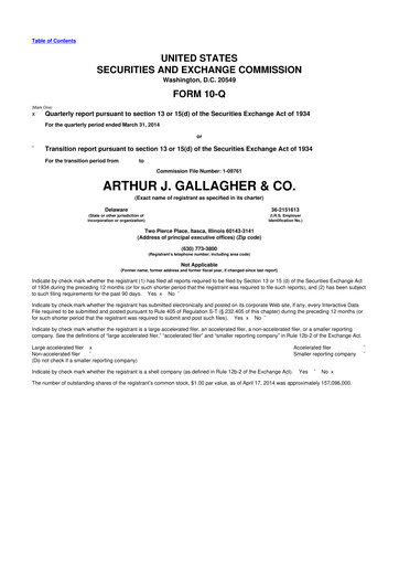 Thumbnail Arthur J. Gallagher & Co.
 10-Q Quarterly Report FY2014 