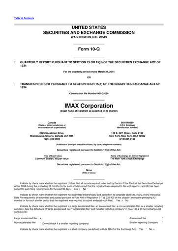 Thumbnail Imax Corp 10-Q Quarterly Report FY2014 