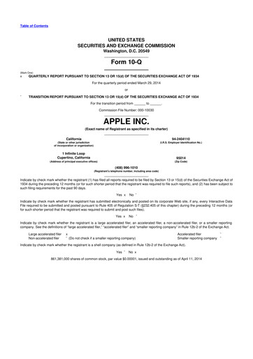 Miniature Apple 10-Q Rapport trimestriel 2014 