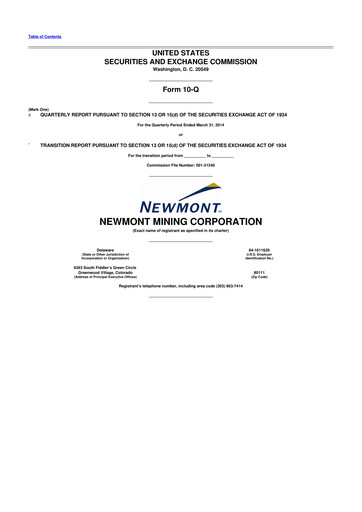 Thumbnail Newmont 10-Q Quarterly Report FY2014 