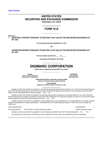 Vorschaubild Digimarc
 10-Q Quartalsbericht 2014 