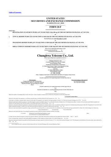 Thumbnail Chunghwa Telecom 20-F Annual Report 