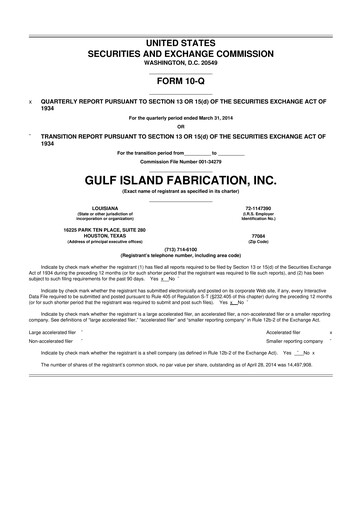 Thumbnail Gulf Island Fabrication
 10-Q Quarterly Report FY2014 