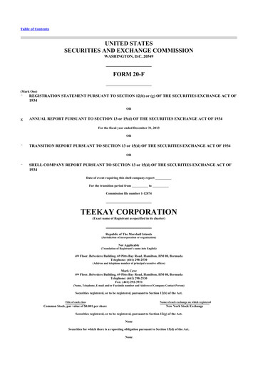 Vorschaubild Teekay 20-F Jahresbericht 2013