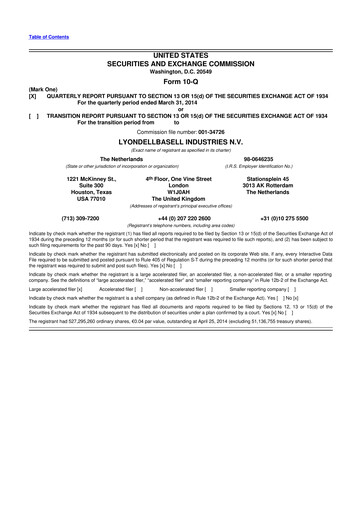Vorschaubild LyondellBasell 10-Q Quartalsbericht 2014 