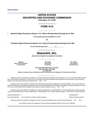 Thumbnail Assurant 10-Q Quarterly Report FY2014 