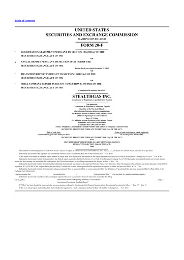 Thumbnail StealthGas 20-F Annual Report 2013