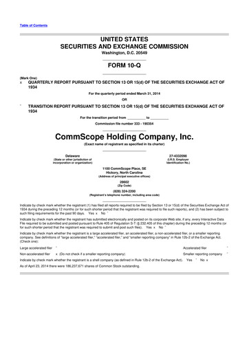 Miniature CommScope
 10-Q Rapport trimestriel 2014 