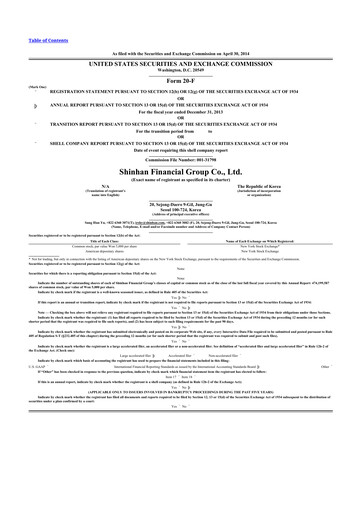 Thumbnail Shinhan Financial Group
 20-F Annual Report 