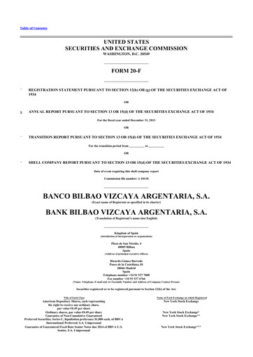 Thumbnail Banco Bilbao Vizcaya Argentaria 20-F Annual Report 