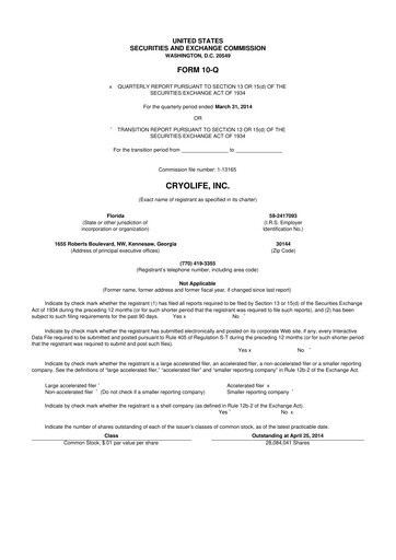 Thumbnail Artivion 10-Q Quarterly Report FY2014 