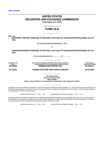 Thumbnail Dominion Energy 10-Q Quarterly Report FY 