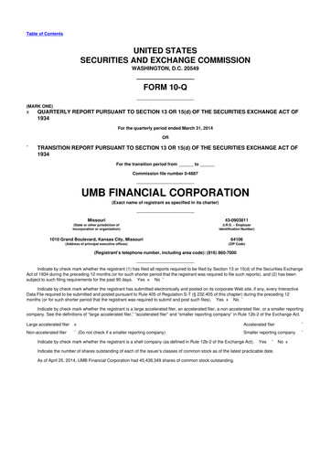 Thumbnail UMB Financial 10-Q Quarterly Report FY2014 