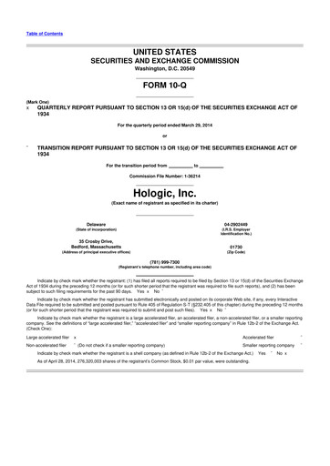 Miniature Hologic 10-Q Rapport trimestriel 2014 