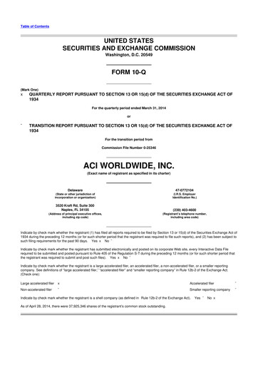 Thumbnail ACI Worldwide
 10-Q Quarterly Report FY2014 
