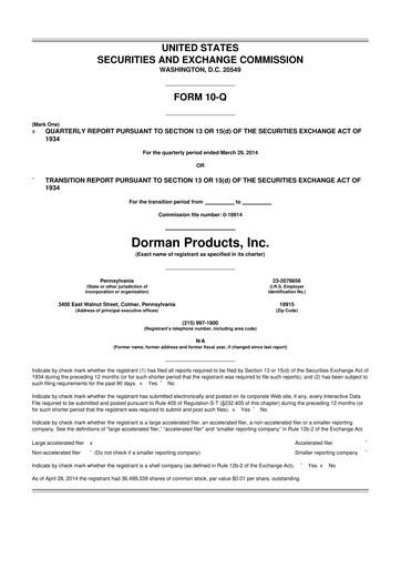 Thumbnail Dorman Products 10-Q Quarterly Report FY2014 