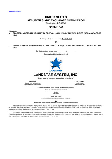 Thumbnail Landstar System
 10-Q Quarterly Report FY2014 