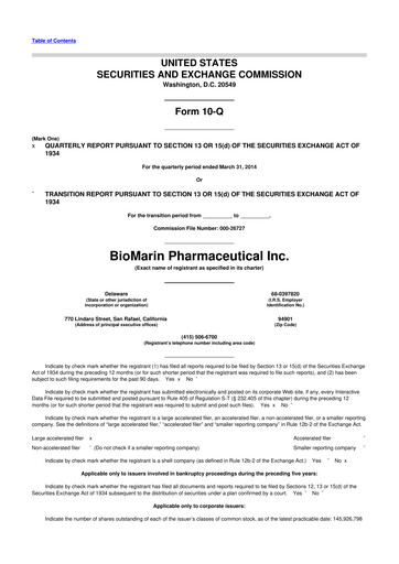 Thumbnail BioMarin Pharmaceutical 10-Q Quarterly Report FY2014 