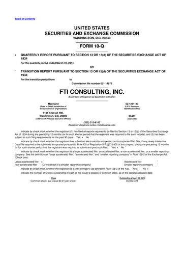 Thumbnail FTI Consulting 10-Q Quarterly Report FY2014 