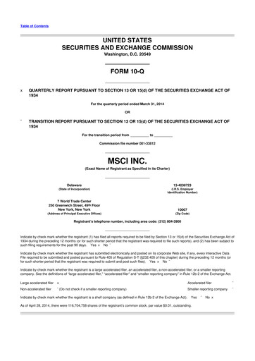Vorschaubild MSCI 10-Q Quartalsbericht 2014 