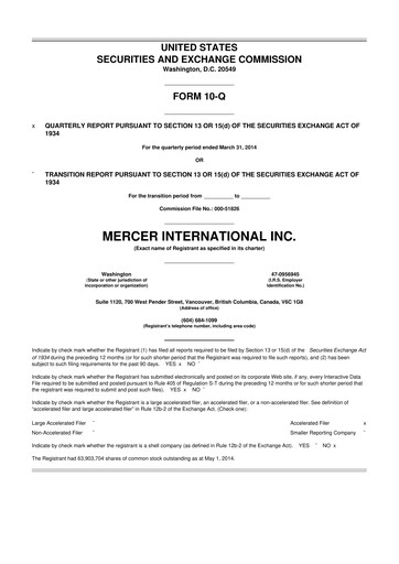 Thumbnail Mercer International 10-Q Quarterly Report FY2014 