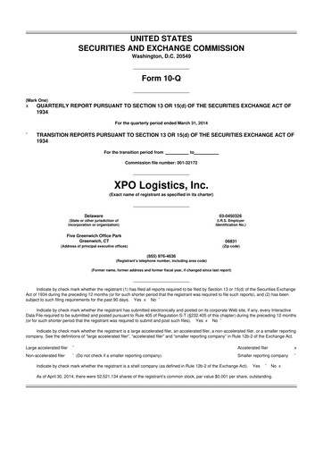 Thumbnail XPO Logistics 10-Q Quarterly Report FY2014 