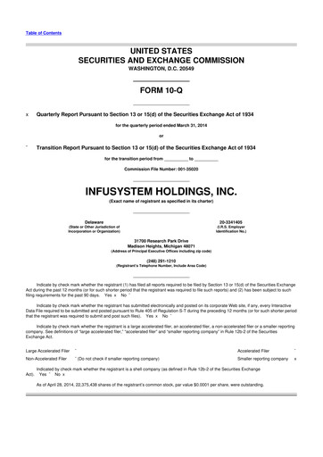 Thumbnail InfuSystem 10-Q Quarterly Report FY2014 