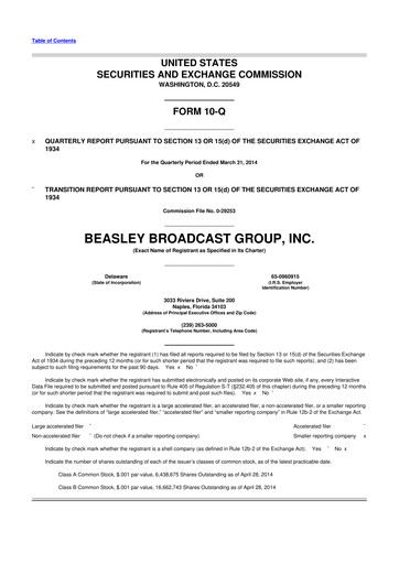 Thumbnail Beasley Broadcast Group
 10-Q Quarterly Report FY2014 