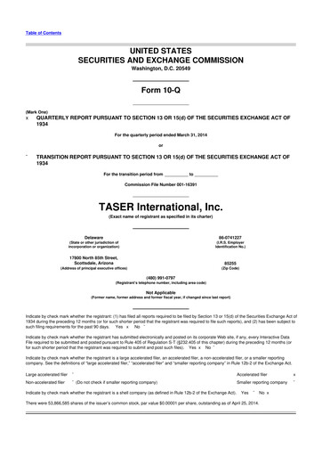 Thumbnail Axon Enterprise
 10-Q Quarterly Report FY2014 