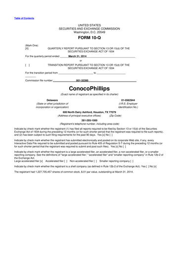 Thumbnail ConocoPhillips 10-Q Quarterly Report FY2014 